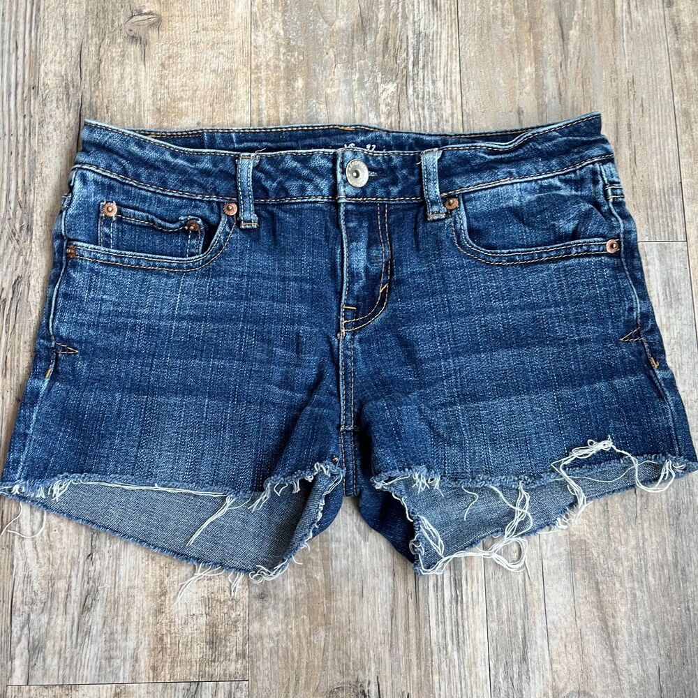 Aeropostale Denim Shorts Women's 4 Small Vintage Y2K Lowrise Dark Wash